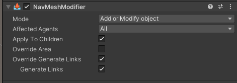 NavMeshModifier component