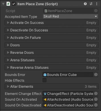 The ItemPlaceZone component